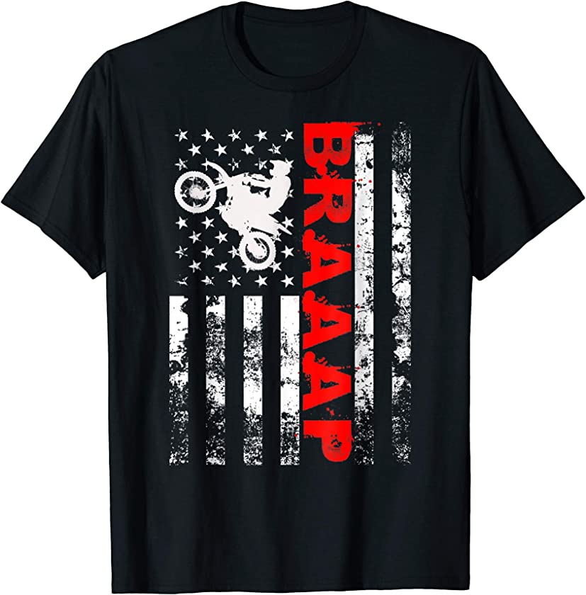 BRAAAP Motorbike Vintage USA American Flag Tee T-Shirt