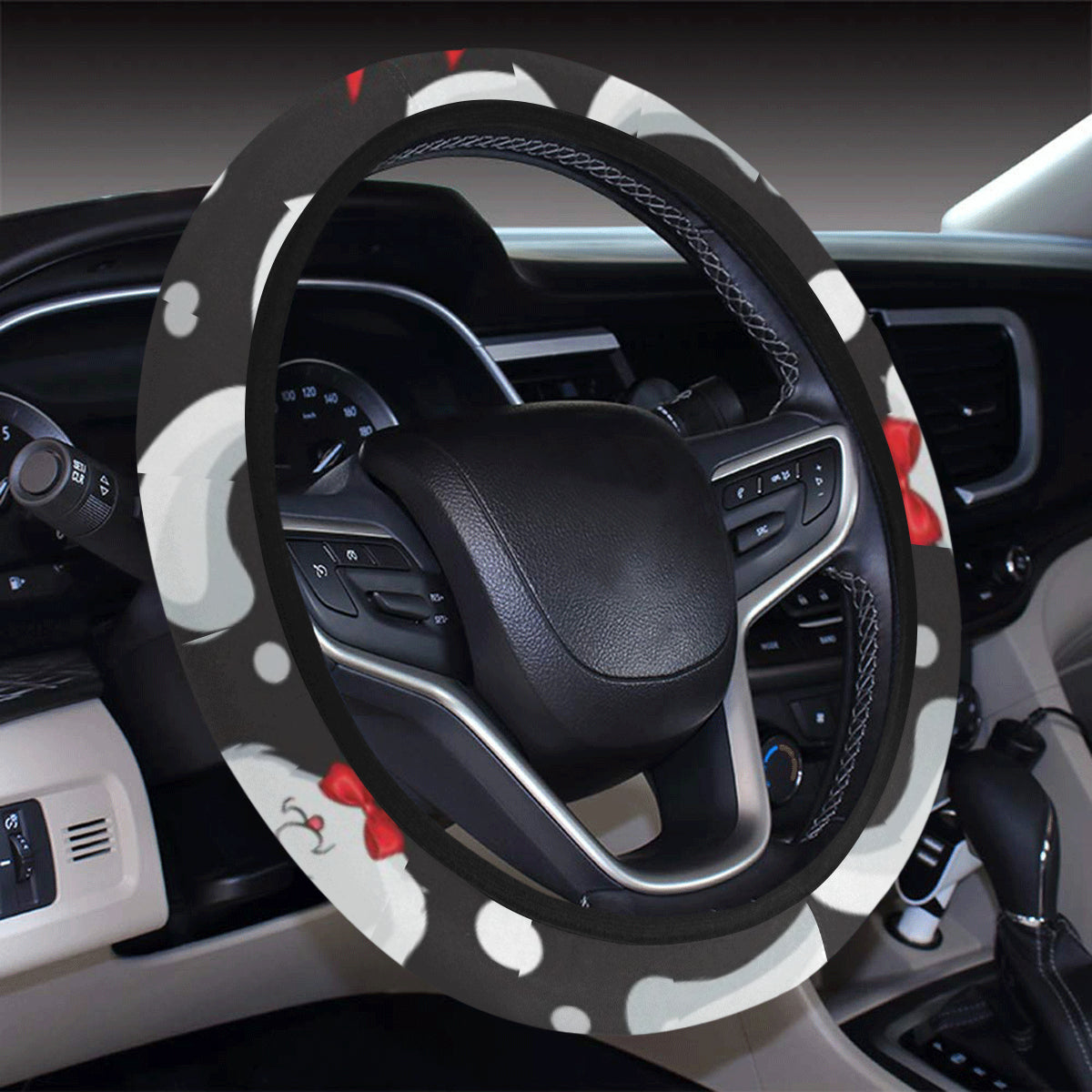 Rabbit Pattern Print Design Rb012 Steering Wheel Cover With Elastic Edge