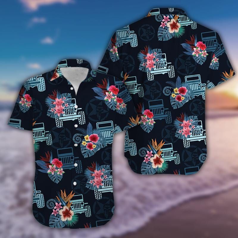 Awesome Jeep Blue Black Tropical Aloha Hawaiian Shirts #220321H