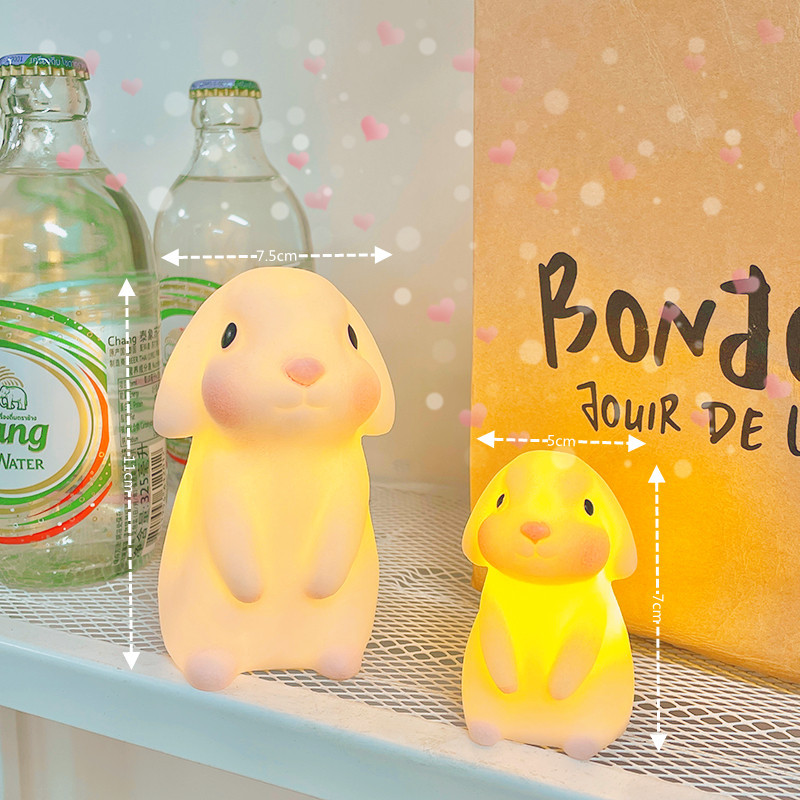 Cute Mini Moon Jade Rabbit Night Light Battery Kawaii Gift Girl Piggy Puppy Night Lamp Bedroom Bedside Decoration Indoor Led alx