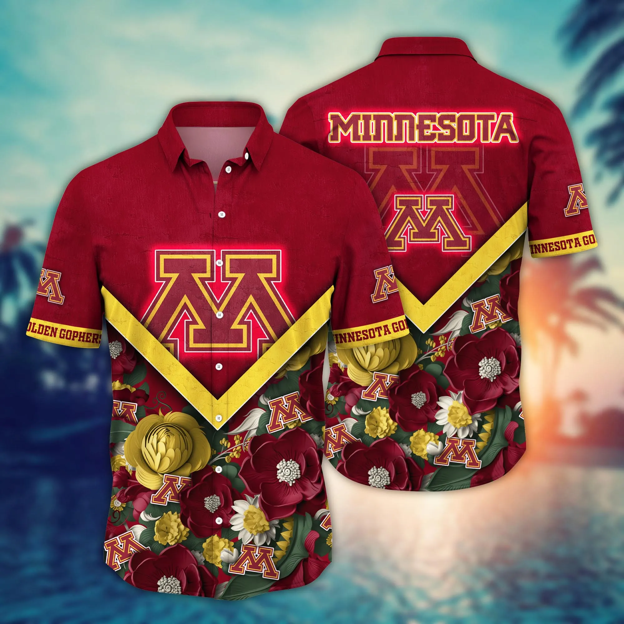 Minnesota Golden Gophers NCCA Hawaiian Shirt Custom Vacation Spots Aloha Shirt