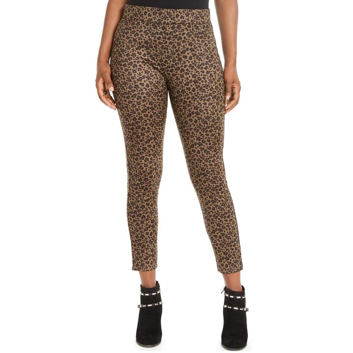 Womens Faux Suede Leopard Print Leggings