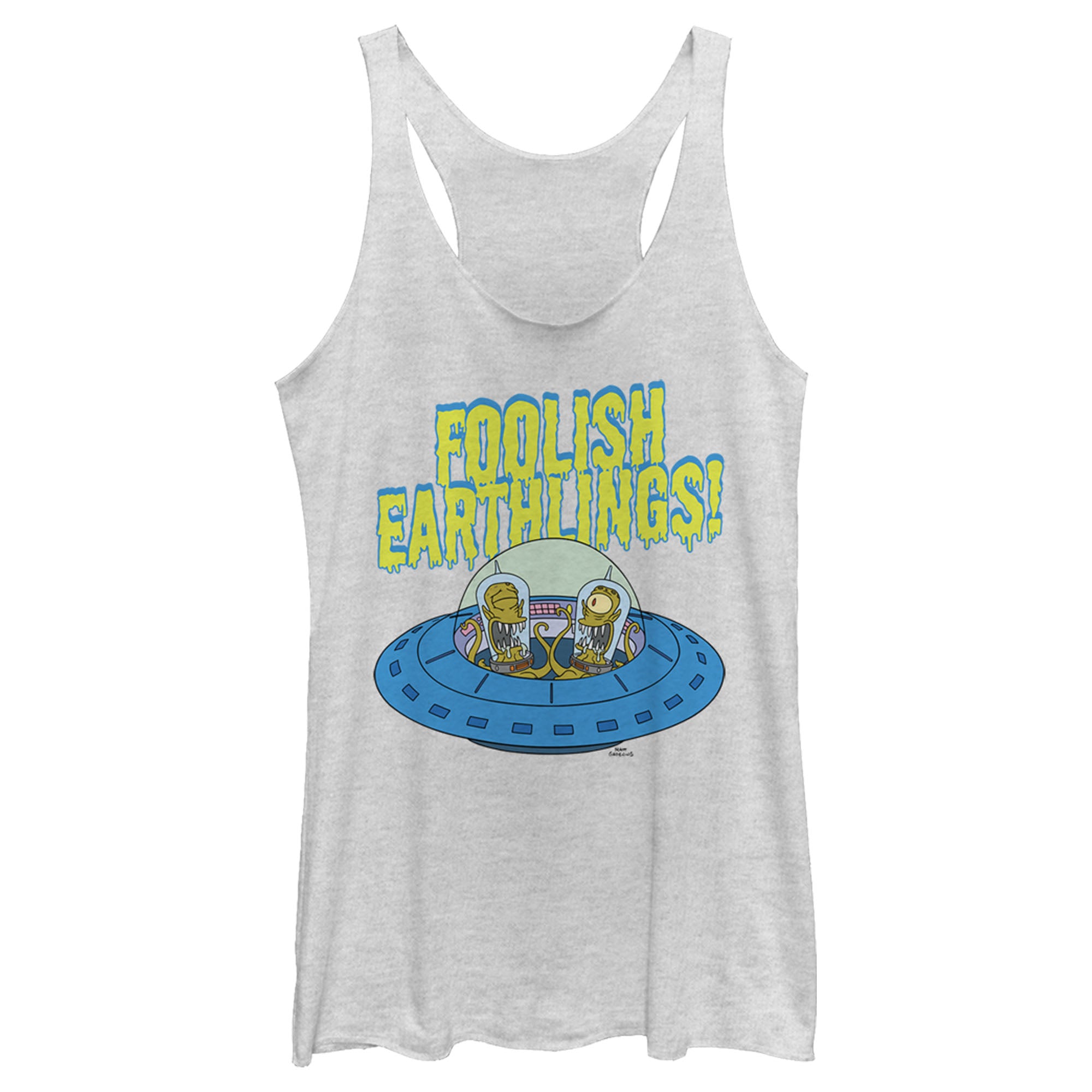 Women’S The Simpsons Foolish Earthlings Racerback Tank Top