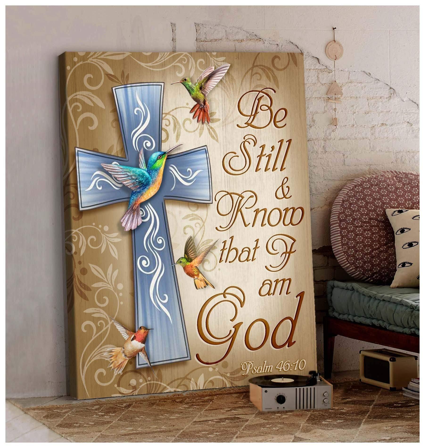 Be Still & Know That I Am God Hummingbird Premium Wall Art Canvas