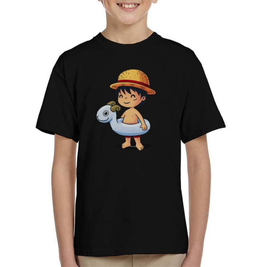 One Piece Cute Beach Monkey D Luffy Kid’s T-shirt