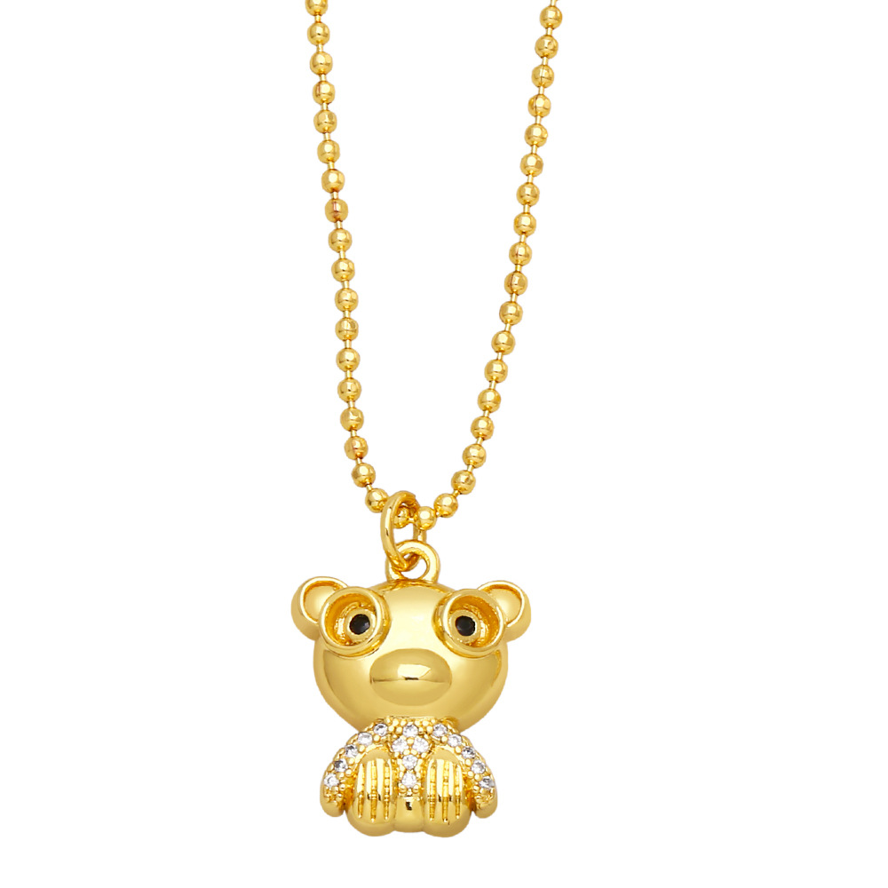 Cute Bear Copper Necklace INS Niche Simple and Versatile Owl Sweater Chain European and American Style Necklaces Wholesale alx