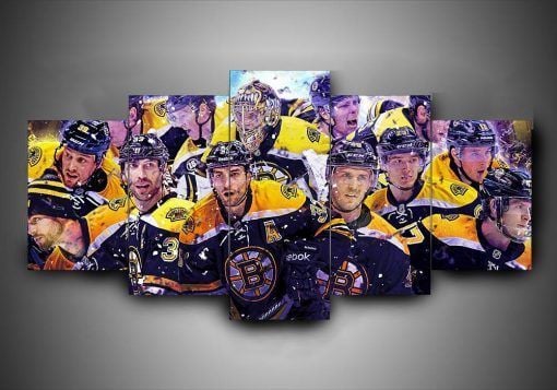 Boston Bruins Team 1 Sport 5 Panel Canvas Art Wall Decor