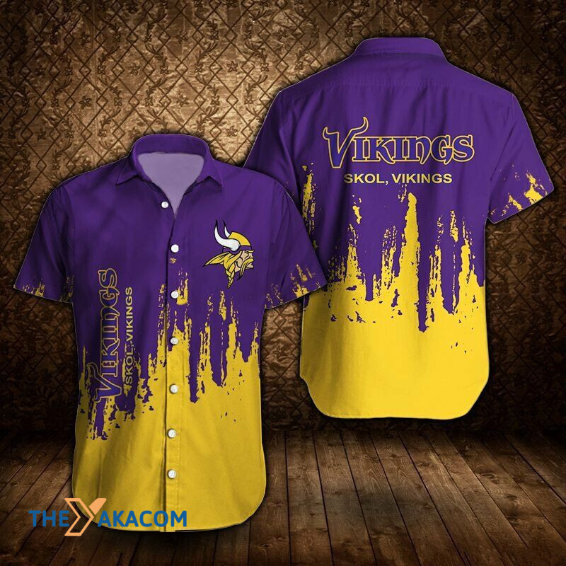 Minnesota Vikings Two Tone Great Gift For Fan Short Sleeve Hawaiian Shirt