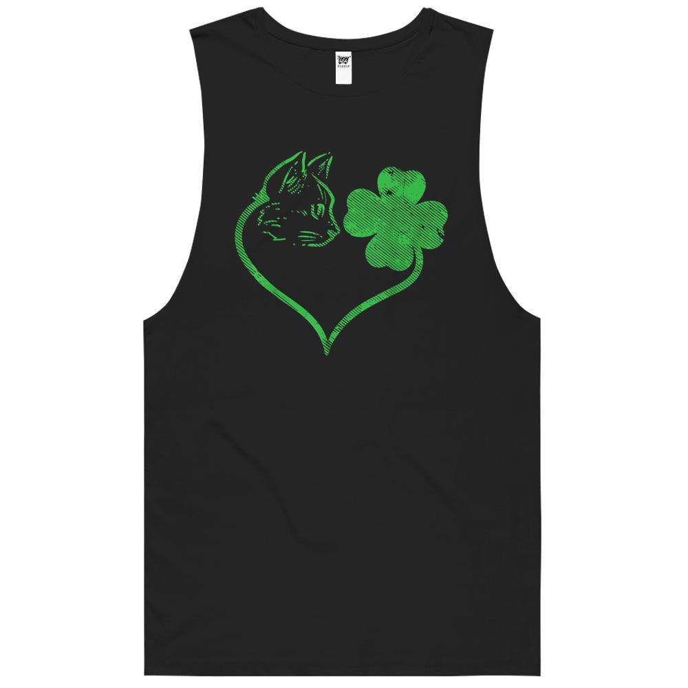 Cat Silhouette Shamrock St Patricks Day Kitten Lover Pet Tank Top