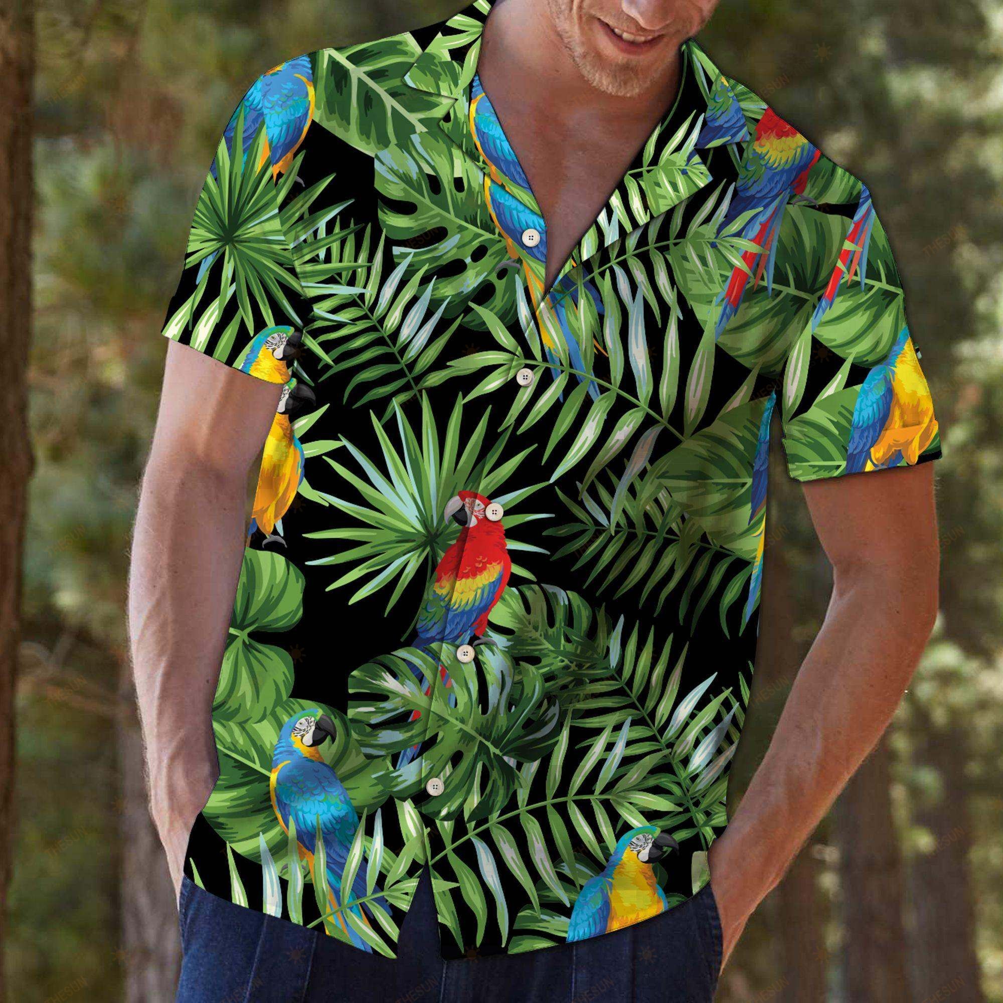 Parrot Green Tropical Hawaiian Shirt Ha21661