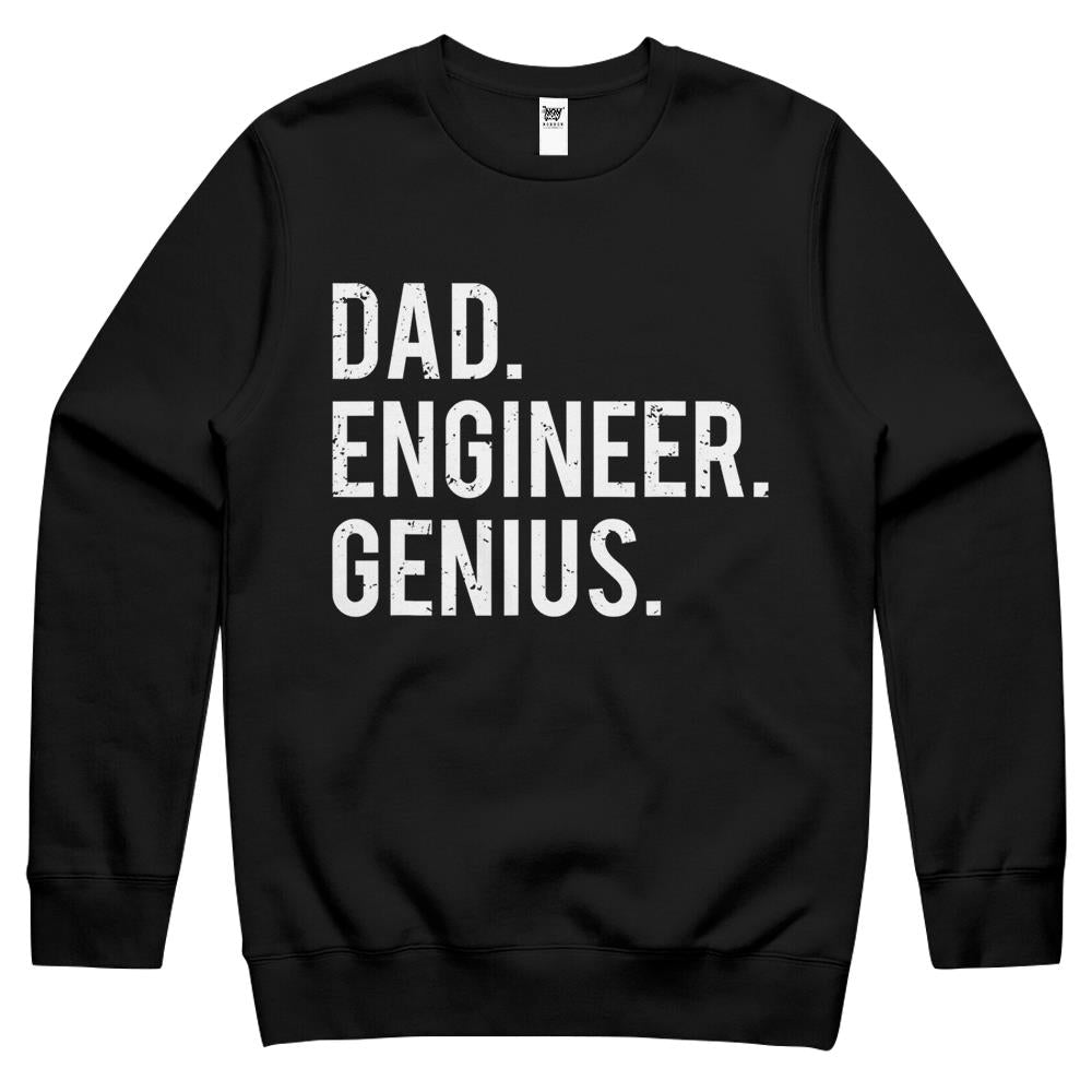 Mens Dad Engineer Genius Cute Engineering Father Crewneck Sweatshirt