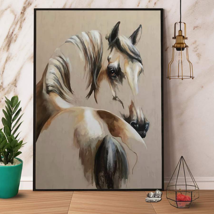 Animal lover horse art print painting paper poster no frame/ wrapped canvas wall decor full size