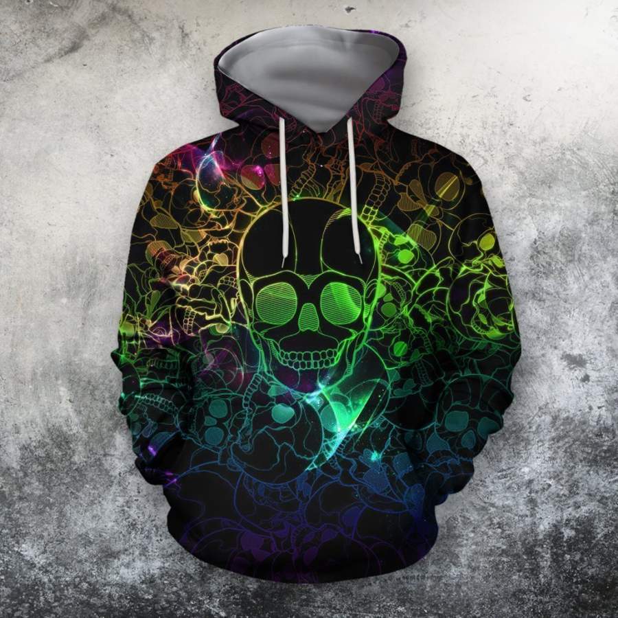 3D All Over Print Skull Hoodie