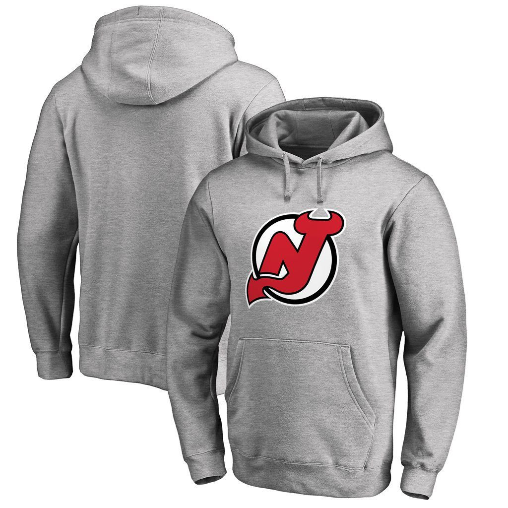 Men’S Fanatics Branded Heathered Gray New Jersey Devils Primary Logo Pullover Hoodie