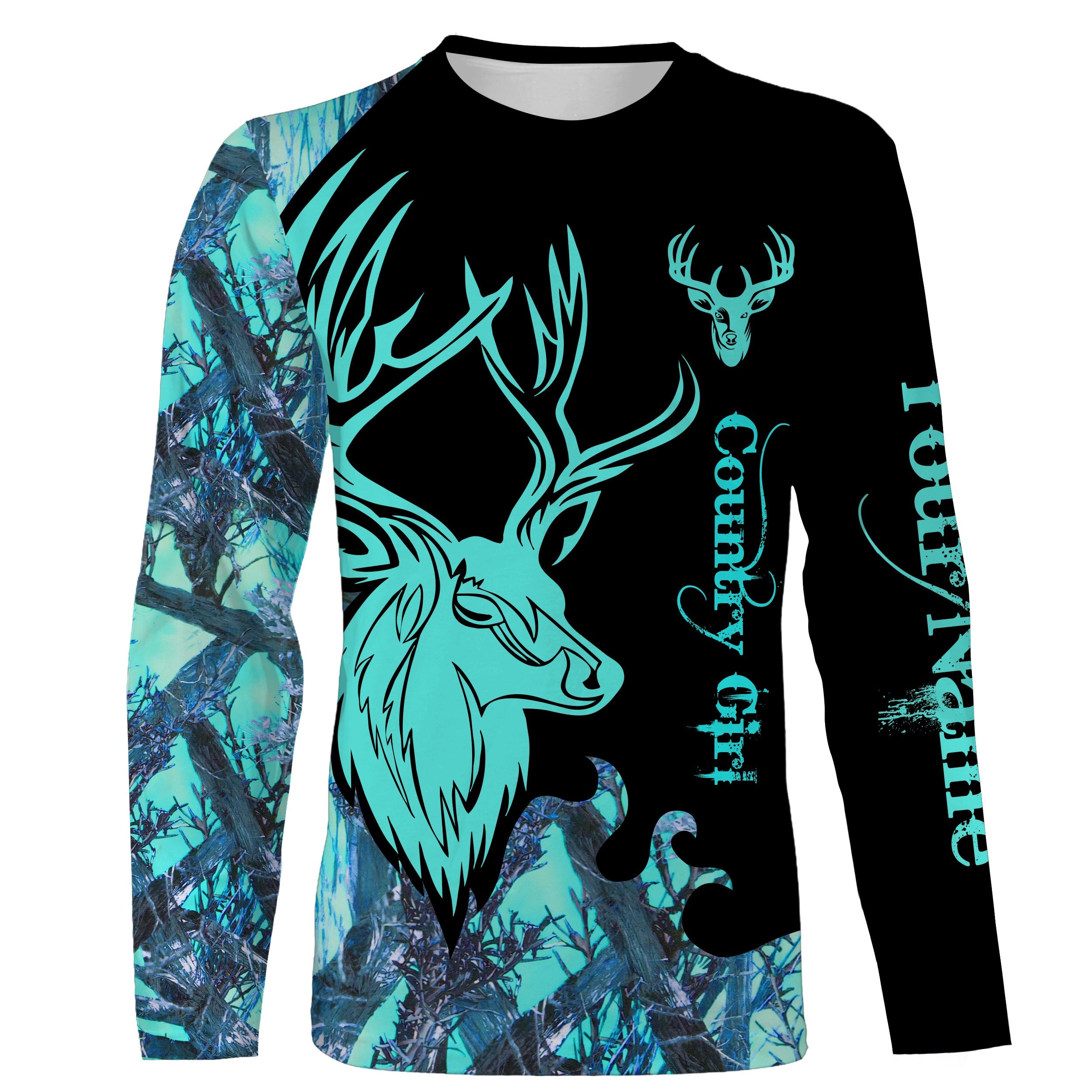 Country Girl Deer Hunting Serenity Blue Camo Customize Name 3D All Over Printed Shirts Personalized Hunting Gift For Adult And Kid Nqs2628