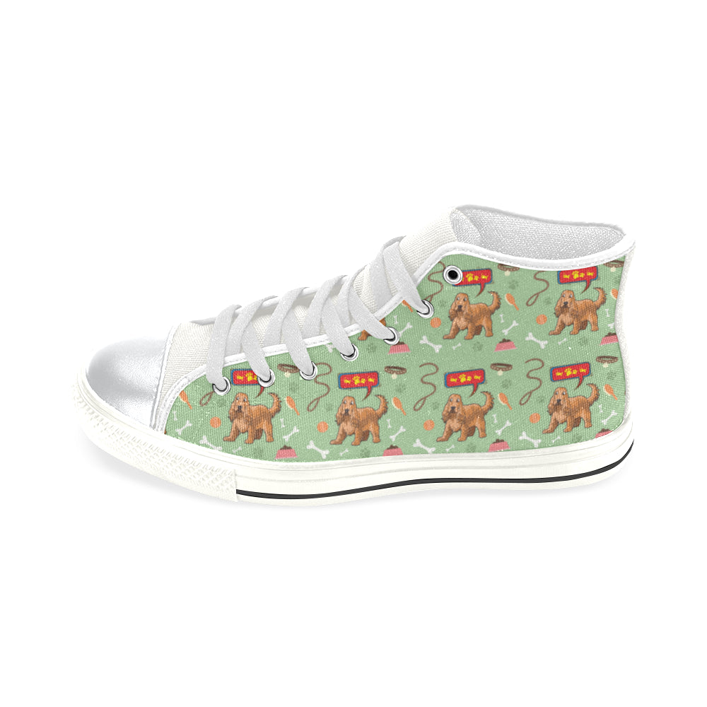 American Cocker Spaniel Pattern White High Top Canvas Women’s Shoes/Large Size