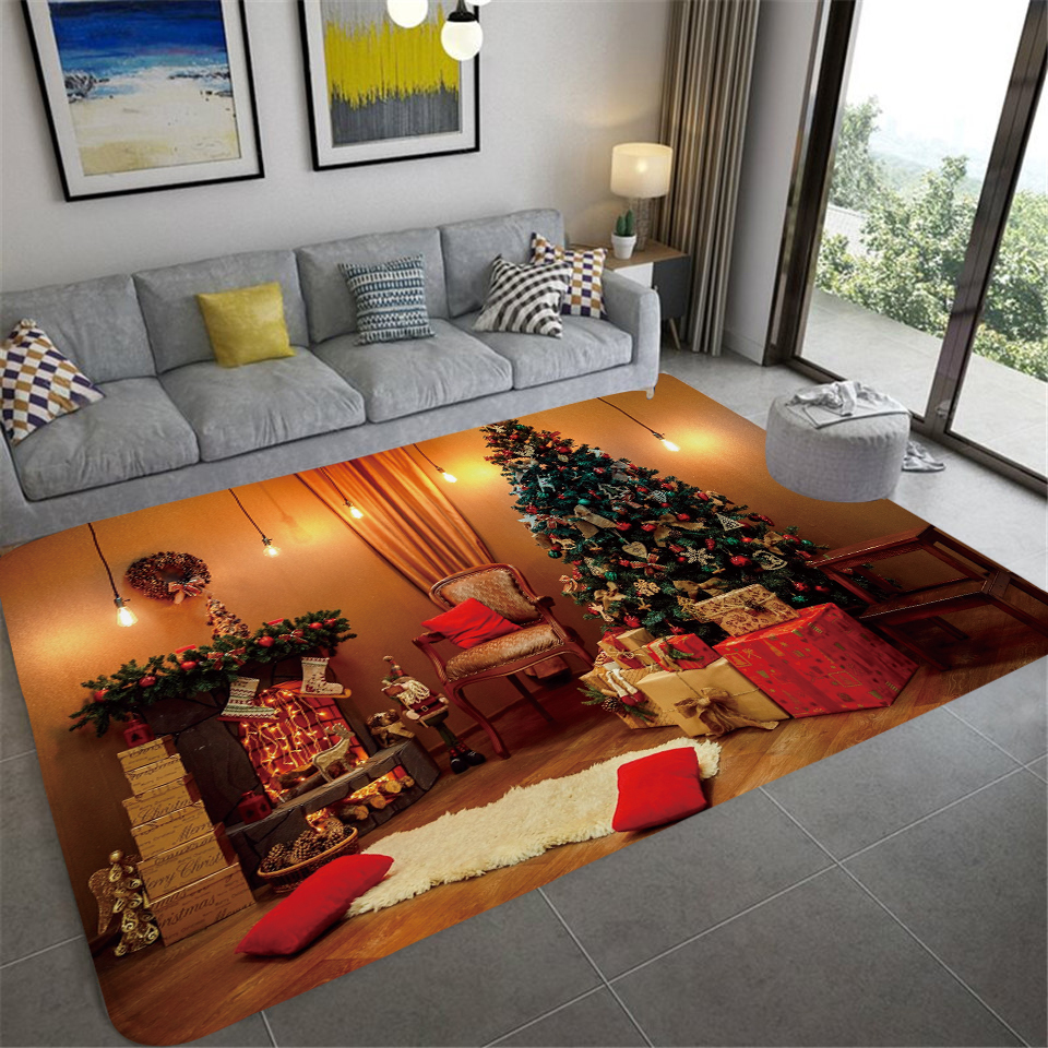 Christmas Kitchen Mat Rectangle Entrance Doormat Bedroom Home Floor Decoration Living Room Carpet Hallway Bathroom Anti-slip Rug alx