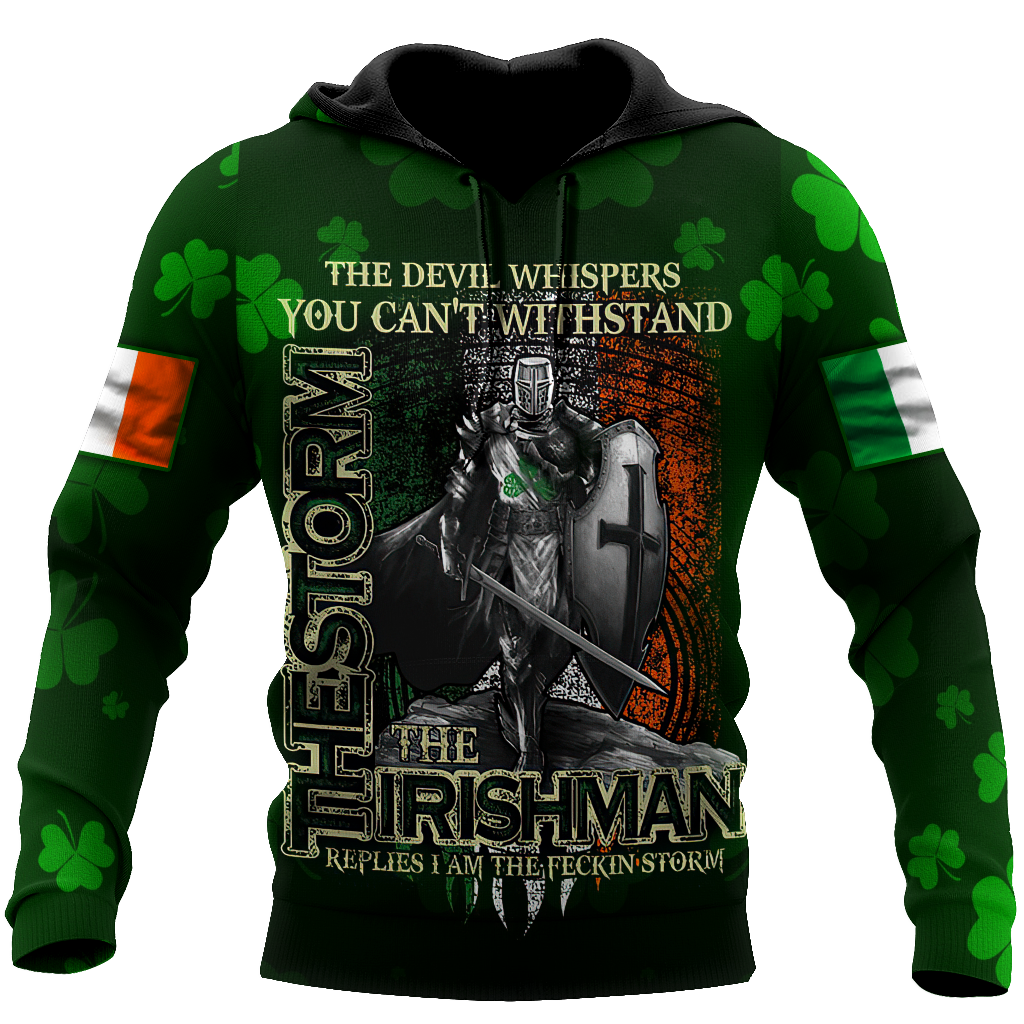 The Irishman The Storm Shirt, 3D All Over Print Pattern Shamrock, St Patrick’S Day Shirt