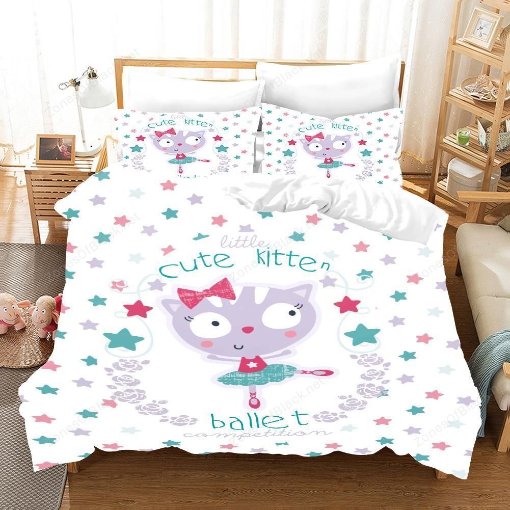 3D White Cat Kitten Star Bedding Set Bedroom Decor