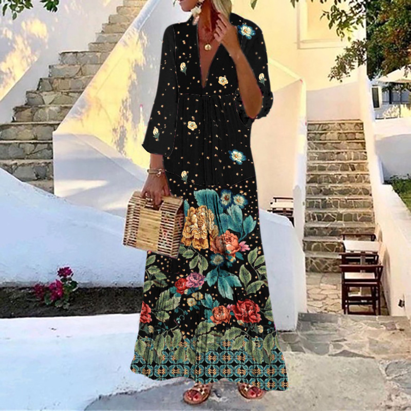 Summer Long Dress 2022 Elegant Robe Dress Party Short Sleeve Dresses Women Casual Sundress Vintage Maxi Dresses For Women alx