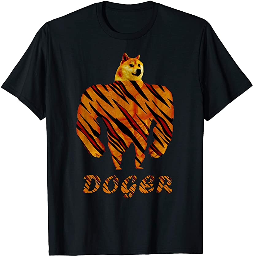 Tiger Swole Doge DogeCoin Crypto Meme HODL Funny Doger Shiba T-Shirt