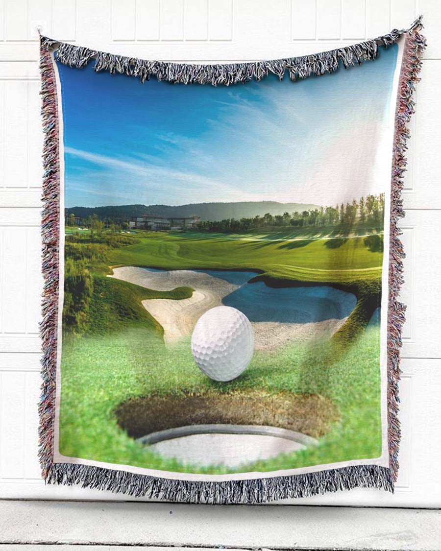 Woven Throw For Sports Lovers Christmas Gift, Golf Ball, Cotton Blanket