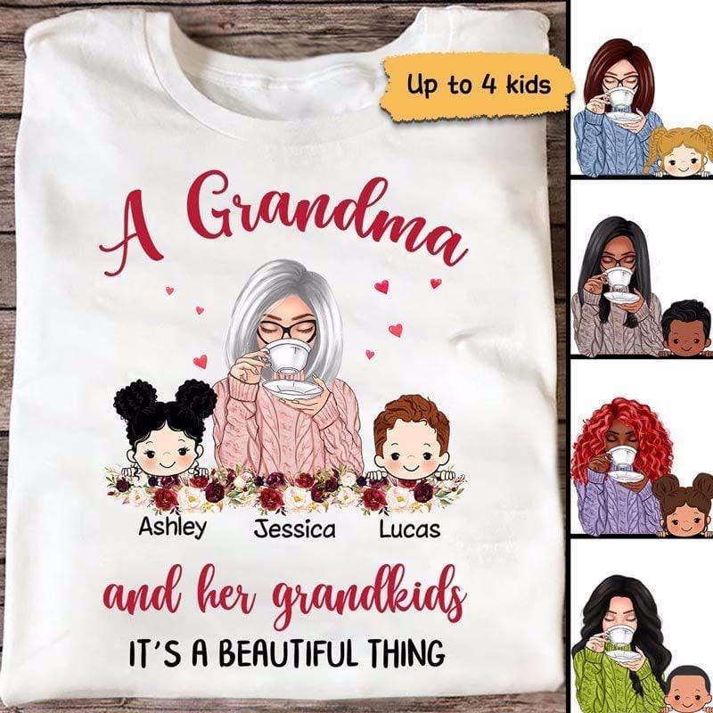 Grandma And Grandkids Beautiful Thing Personalized Shirt