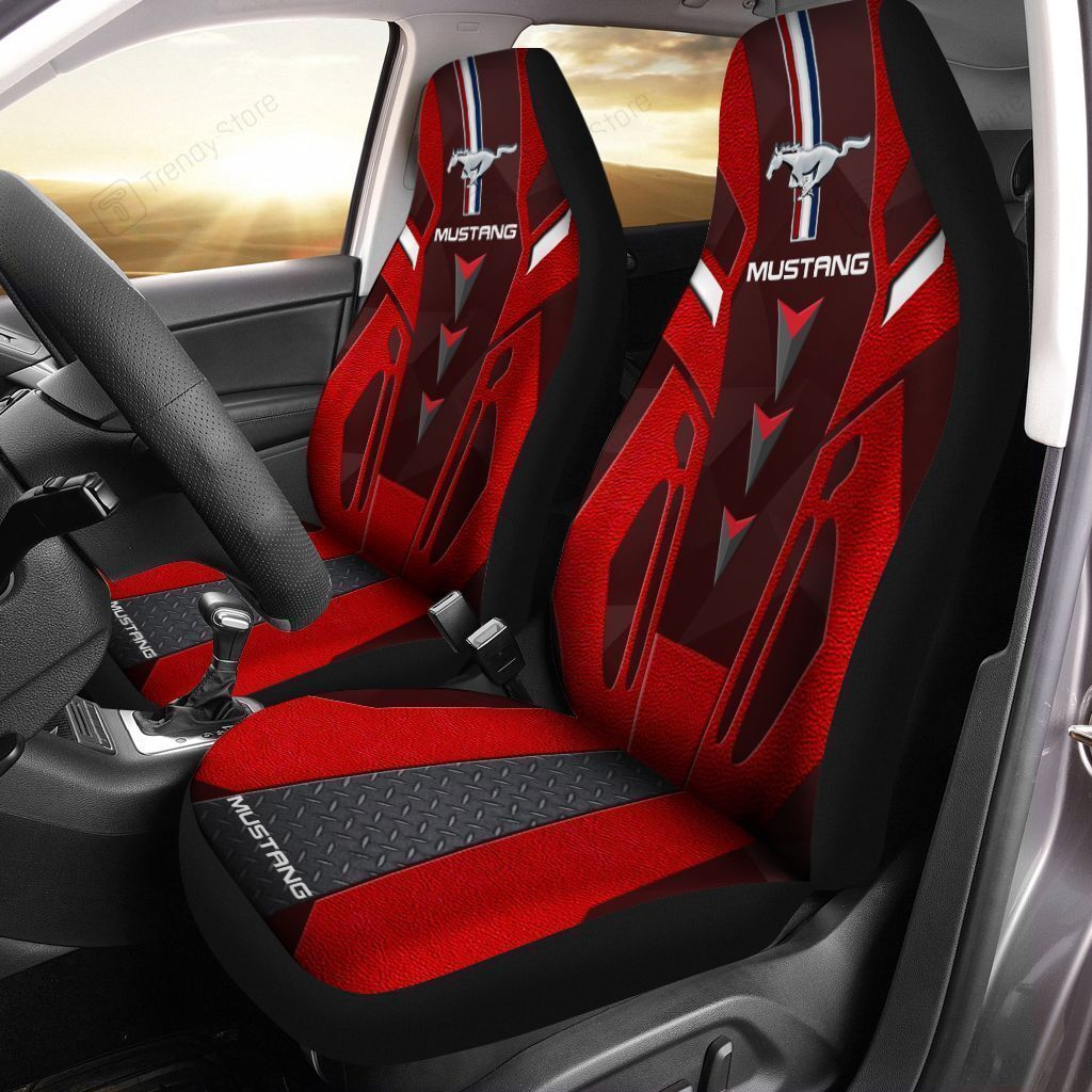 Ford Mustang Car Seat Cover Set Of 2 Ver1 Red