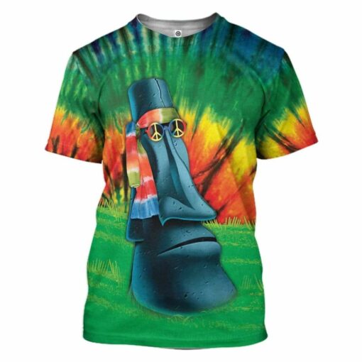 Hippie Moai Easter Island 3D All Over Printed Shirts Apparel For Hippie Lovers, Hippie Gift For Men And Women