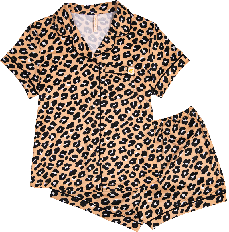 Simply Southern Leopard Button Pj Shorts & T-Shirt Set