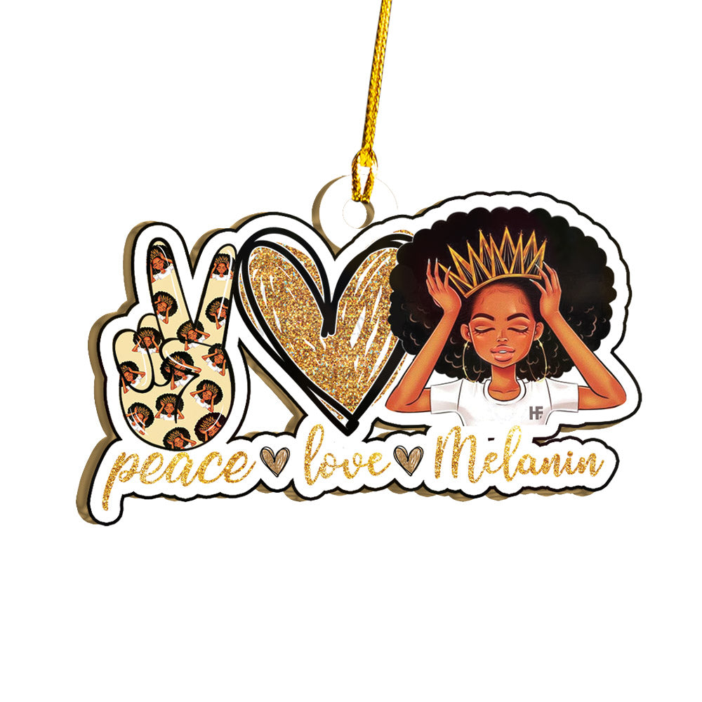 Afro Peace Love Melanin Ez16 1811 Ornament