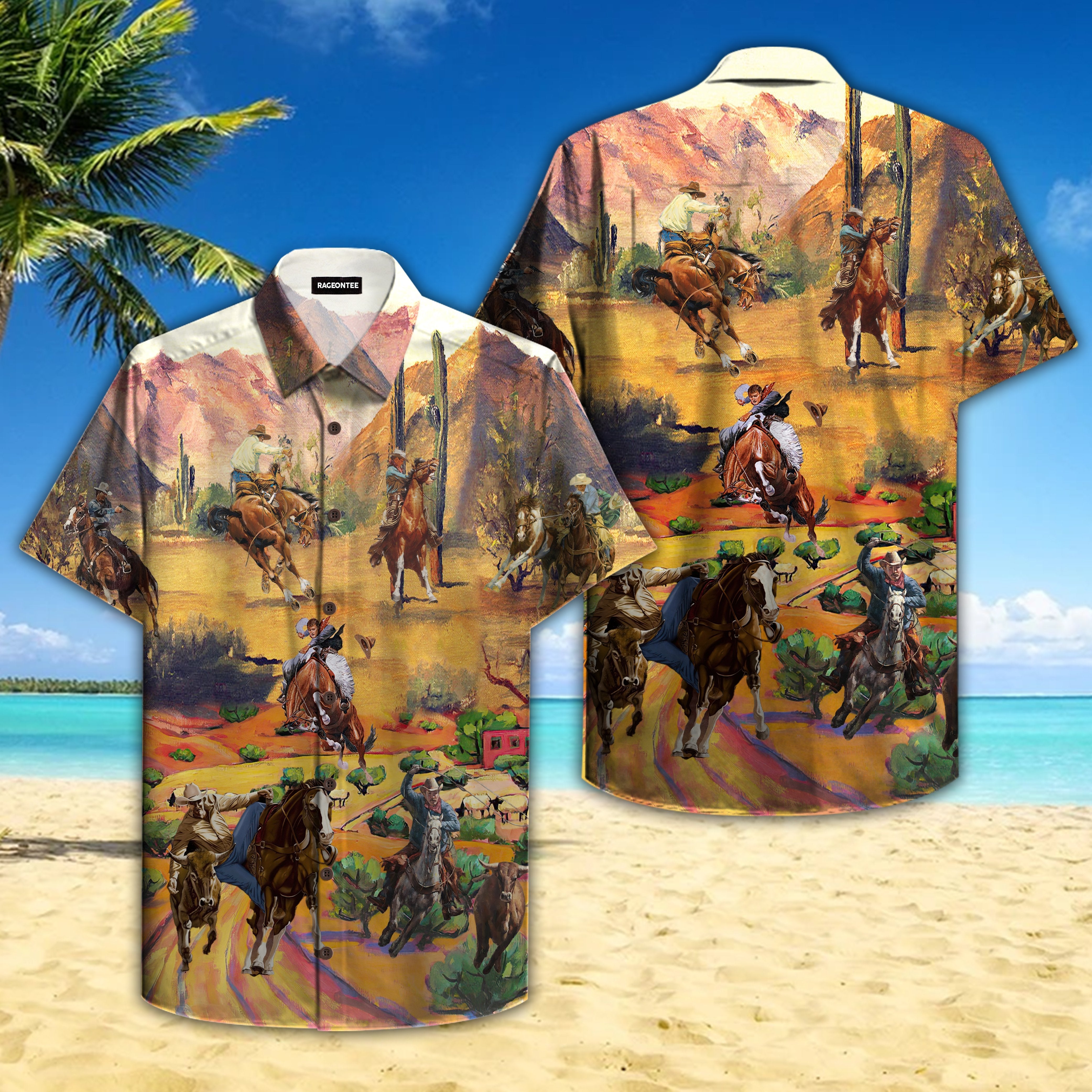 Horse Riding Cowboy Hawaii Shirt For Men Women Adult Ha14480