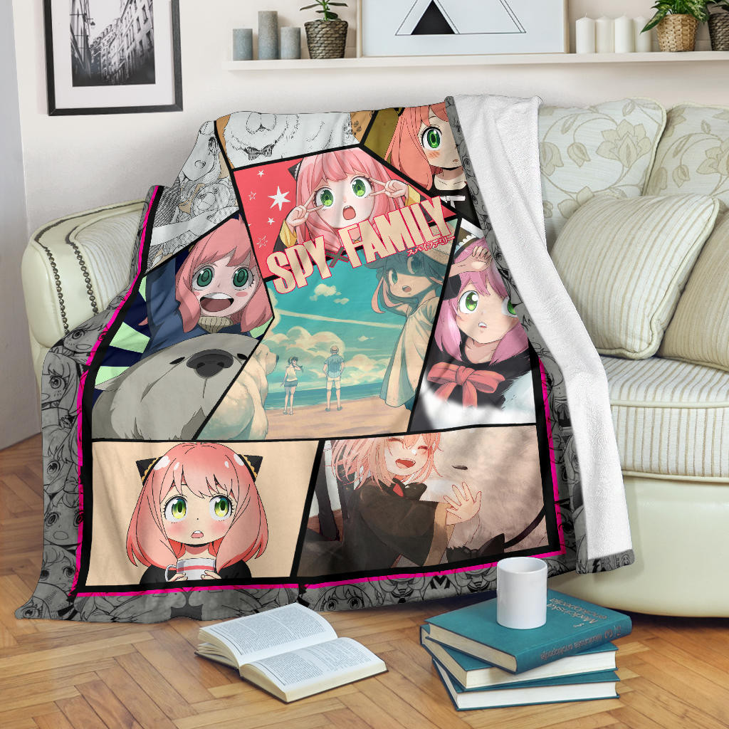 Anya Forger Spy X Family Fleece Blanket Anime Home Decor Custom For Fans Na042702