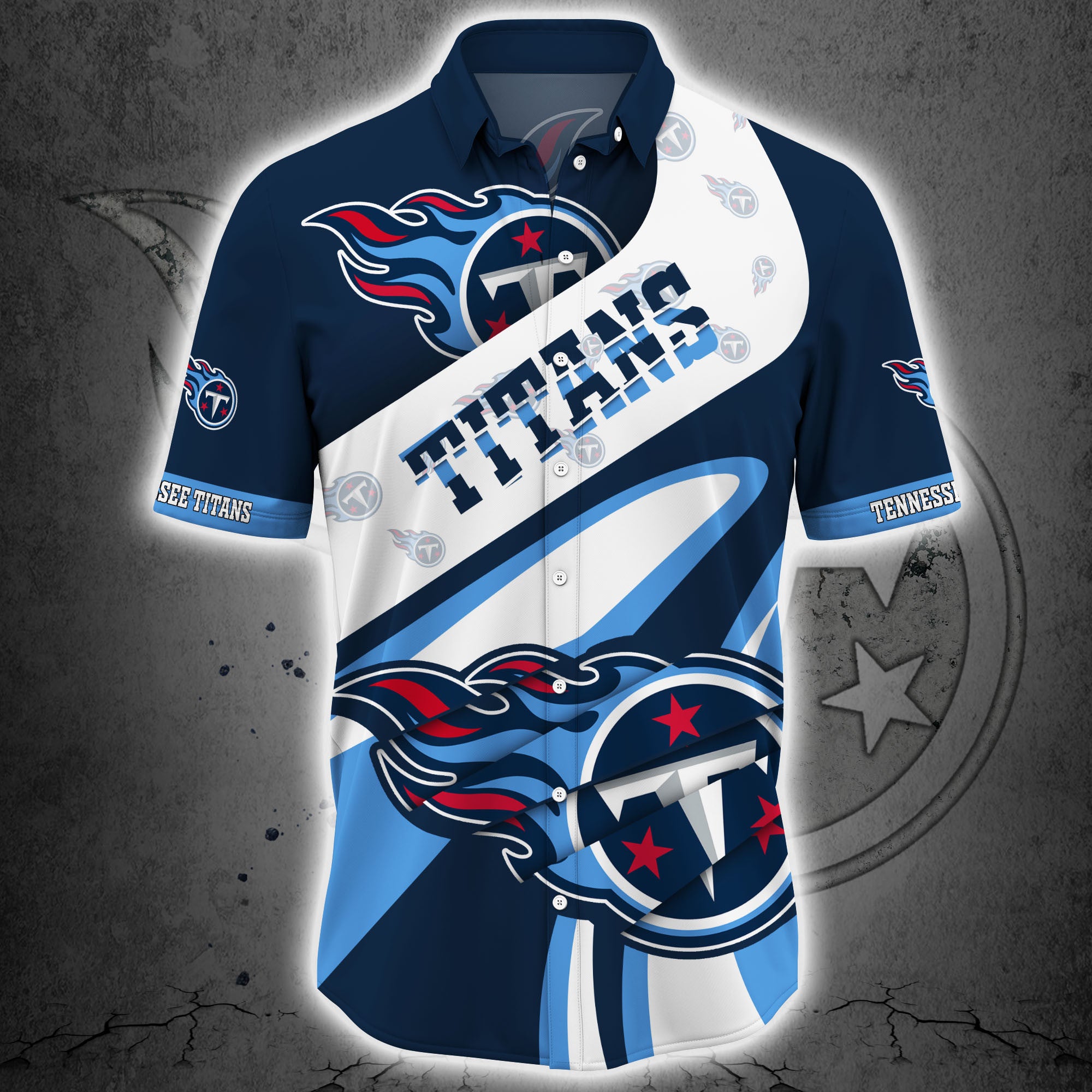 Tennessee Titans Button Up Shirt Short Sleeve Big Logo