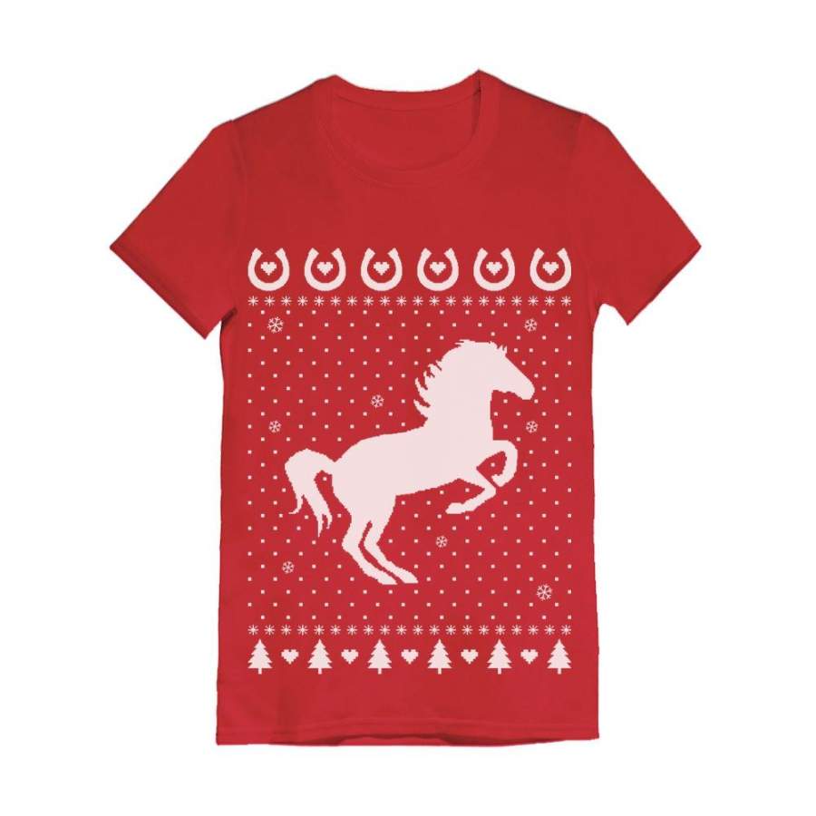 Ugly Christmas Love Horses Infant Girls’ Fitted T-Shirt