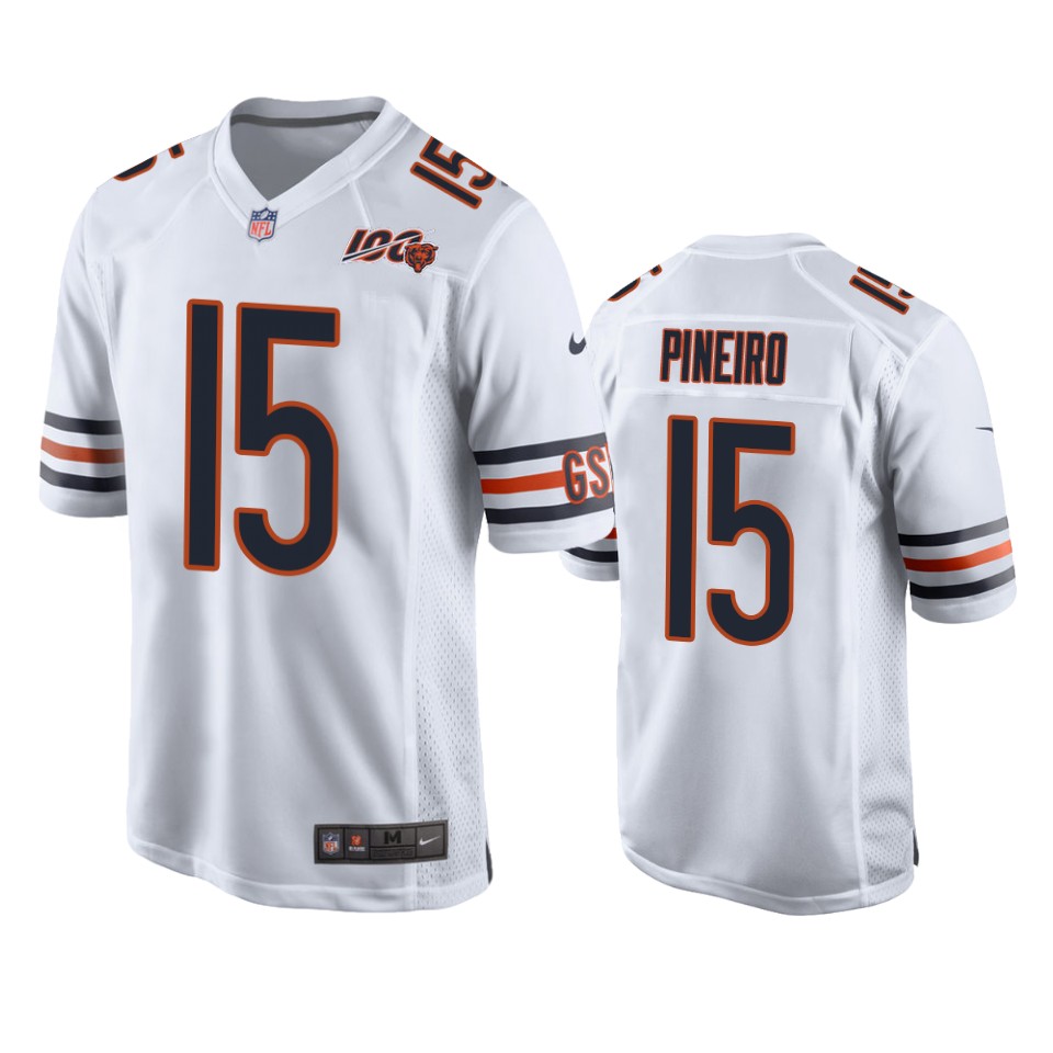 Chicago Bears Eddy Pineiro White 100th Season Game Jersey