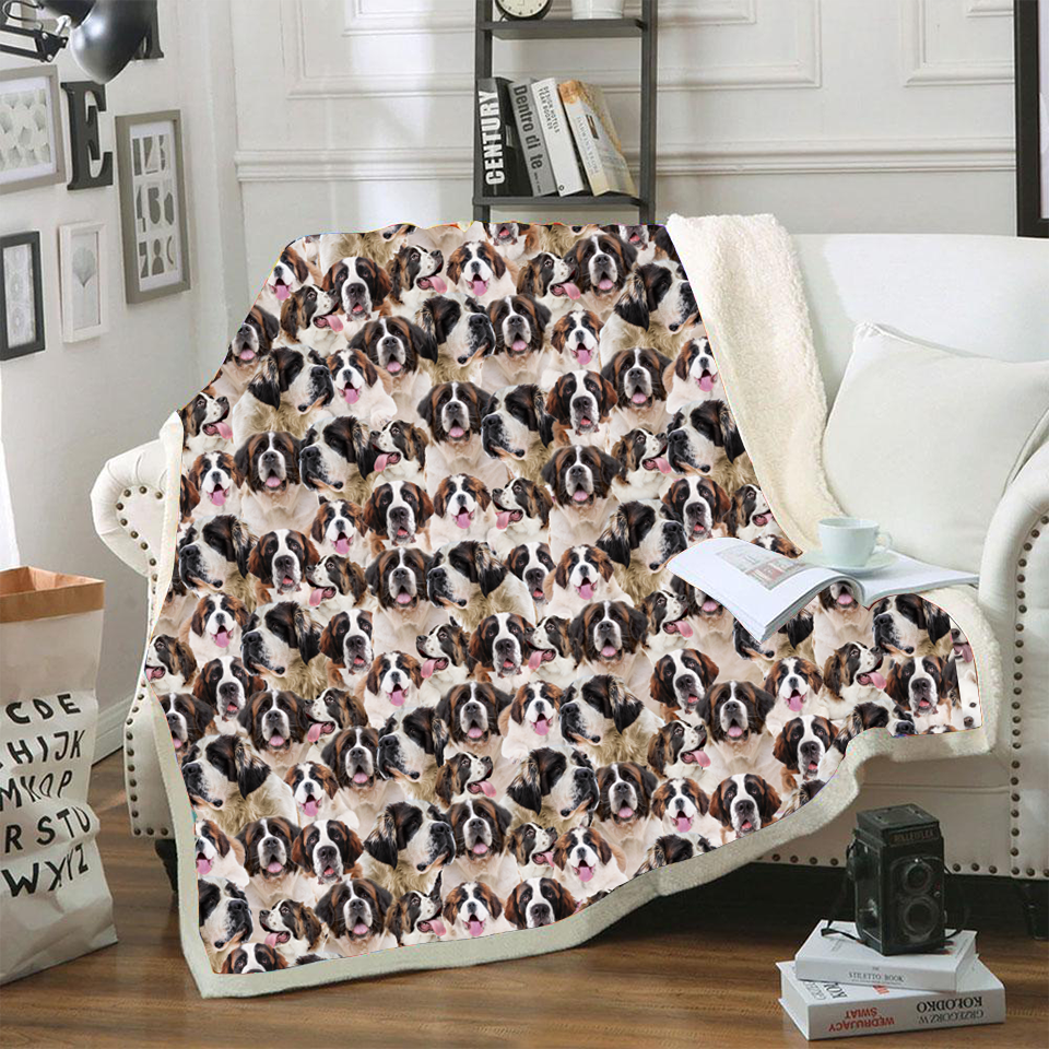 St Bernard Dog Face Printed Blanket Dog Blanket Design