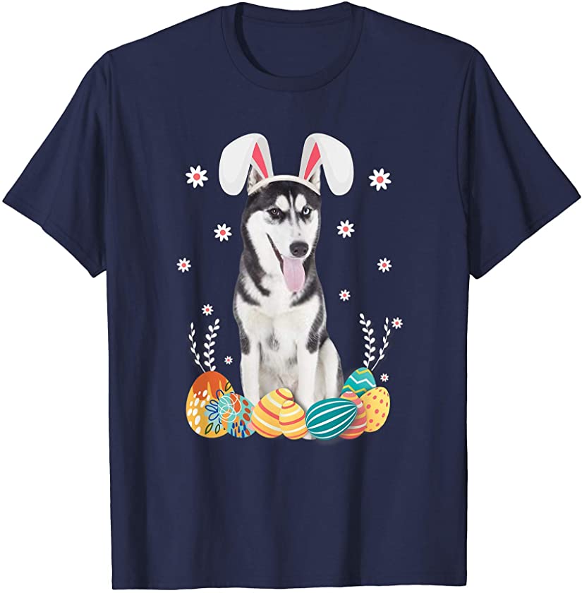 Bunny Siberian Husky Dog Happy Easter Day Lover Egg Hunt T-Shirt