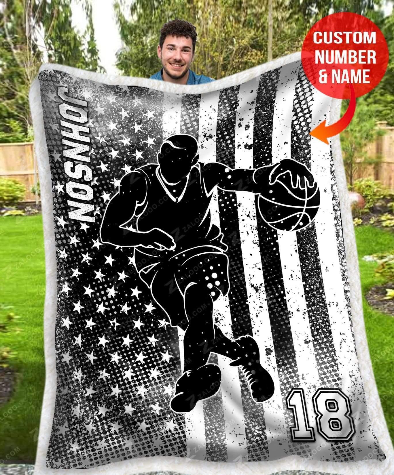 Christmas Gift Custom Fleece Blanket Basketball Flag Ver2