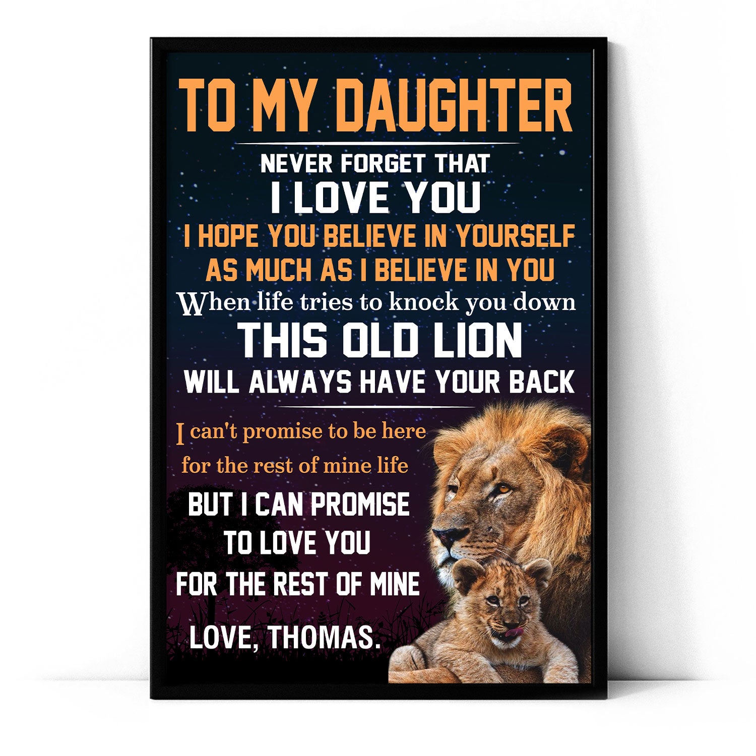 To My Daughter Never Forget That I Love You Lion Personalized Poster