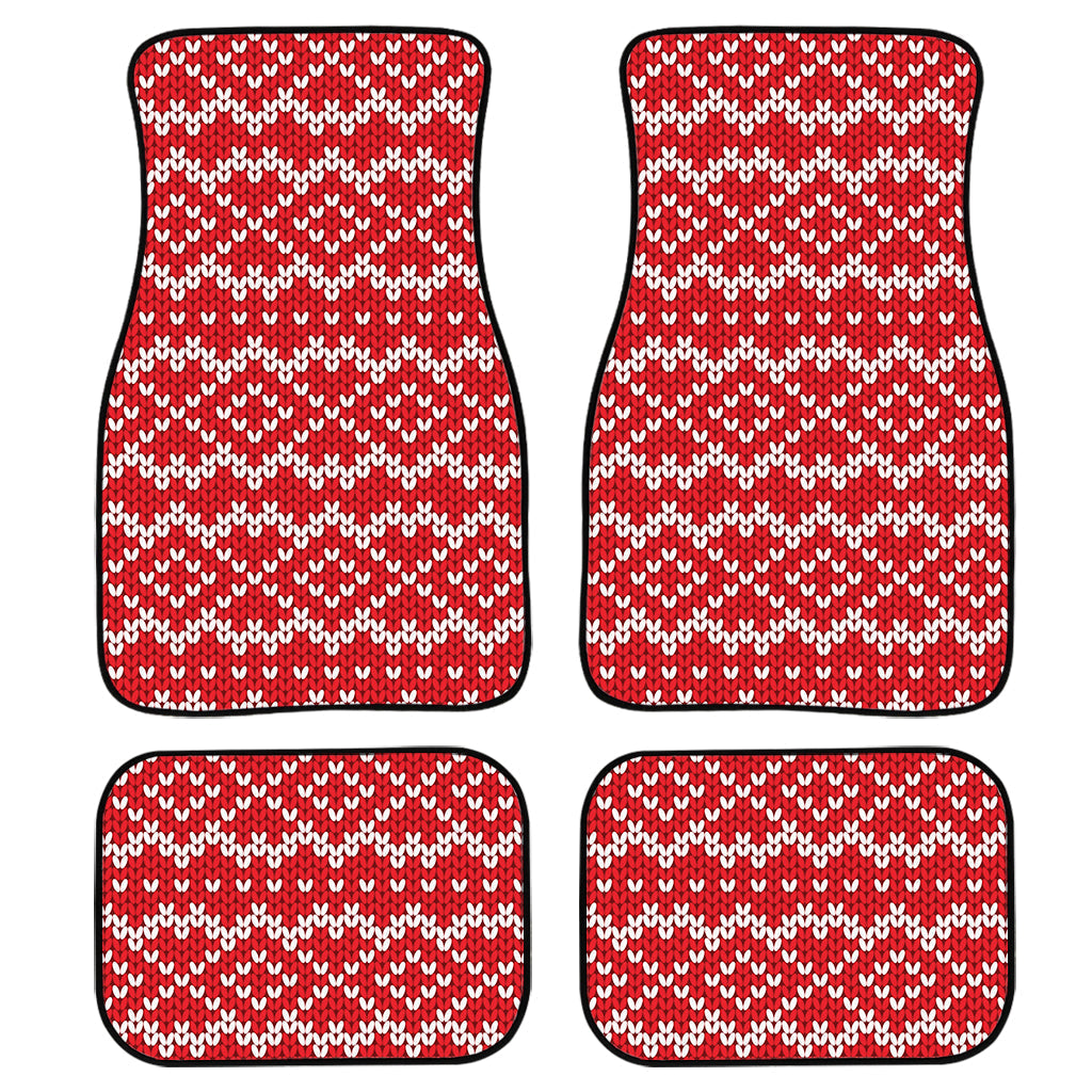 Geometric Knitted Pattern Print Front And Back Car Floor Mats, Front Car Mat