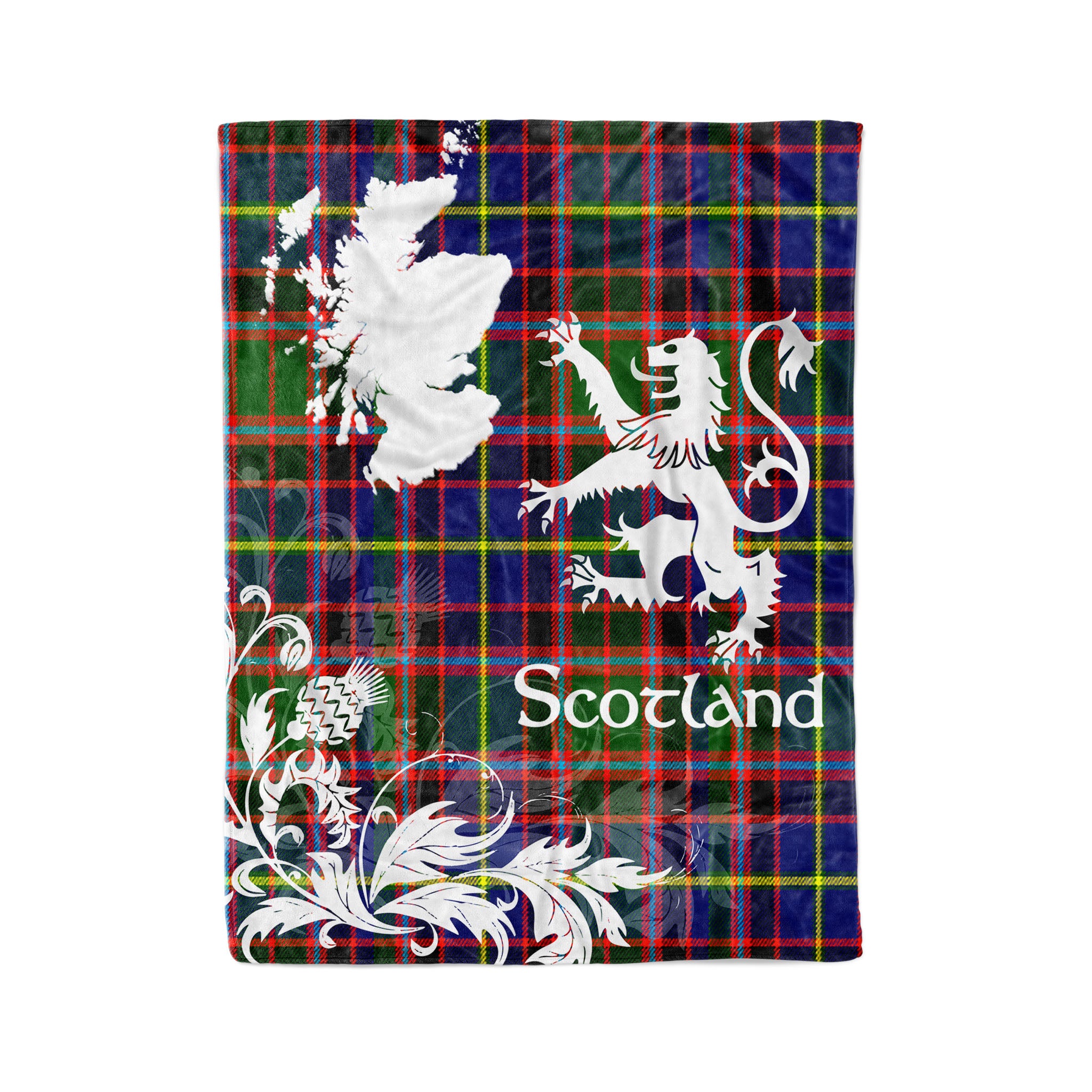 Tartan Plaid Fleece Blanket Tartan Blanket Thistle And Lion Scottish Clan Glas Plaid Blanket