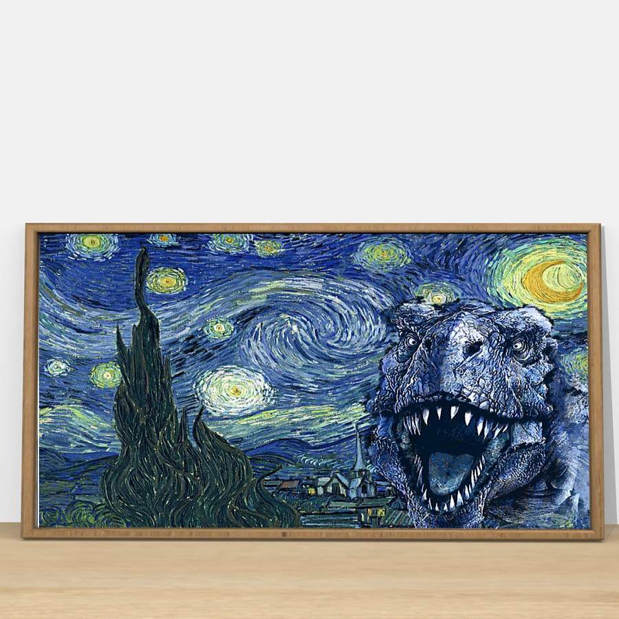 T-Rex The Starry Night by Vincent Van Gogh Poster I Survived 2020 Gift For Dinosaur Lover