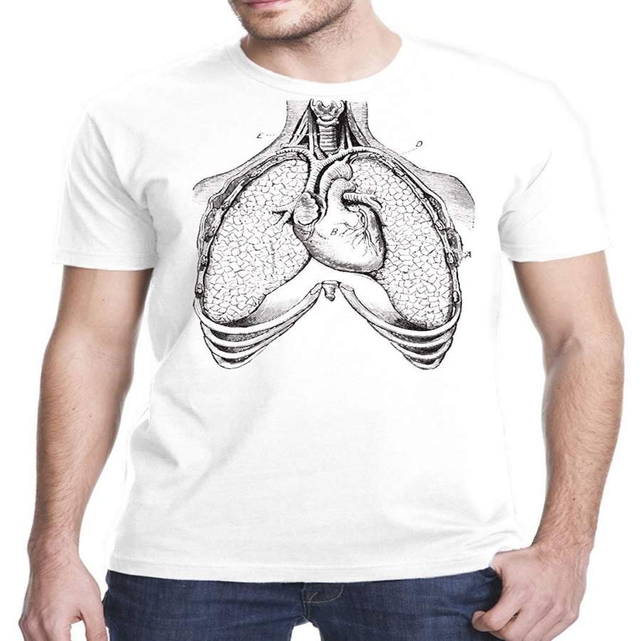 Vintage Creative Pattern Anatomy Heart And Lungs Greys Anatomy Adult T-Shirt Tee