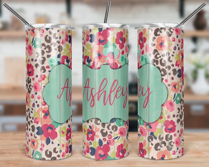 Personalized Wooden Floral Leopard Print YQ2204470CL Skinny Tumbler