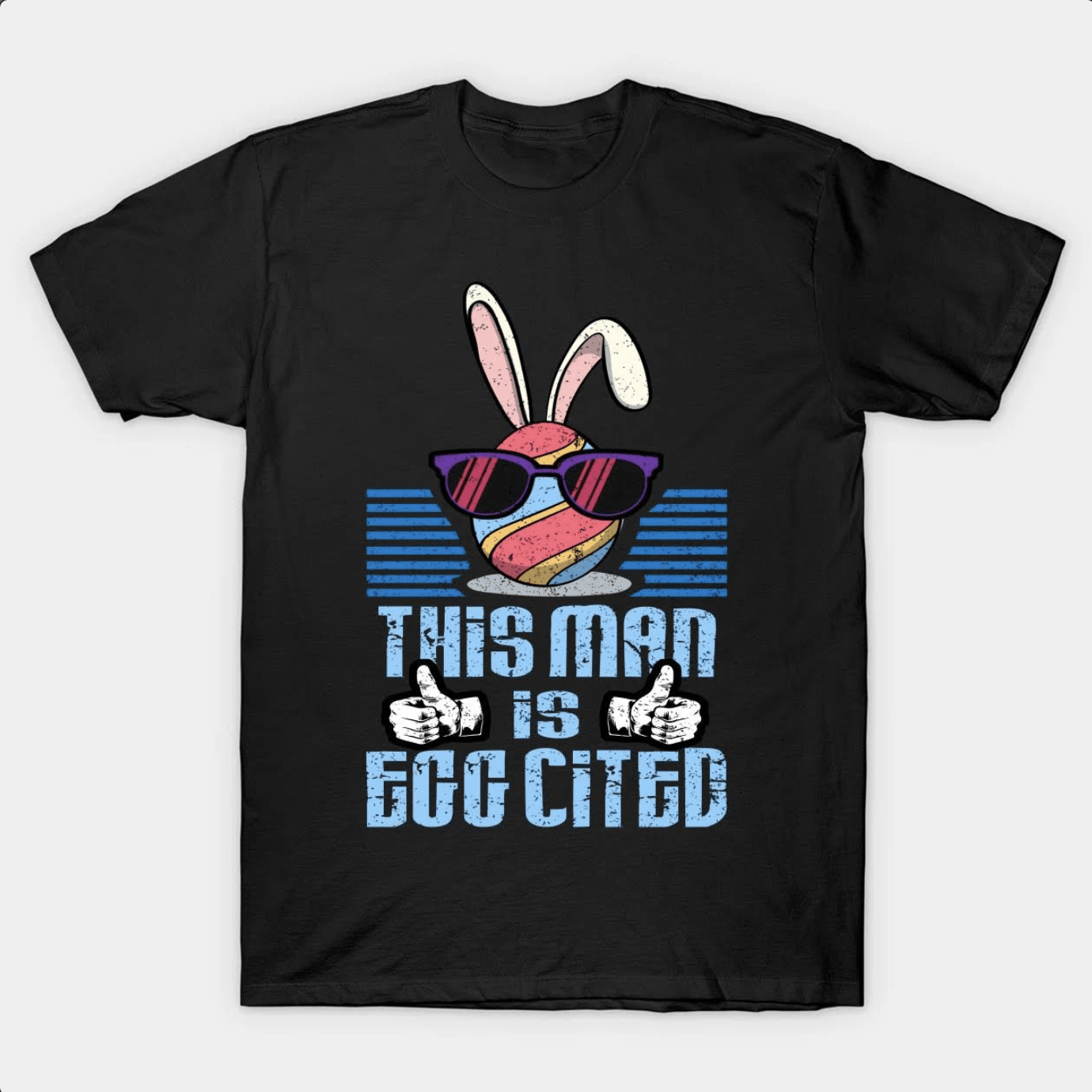 Bunny Easter Egg This Man Is Eggcited T-Shirt #L