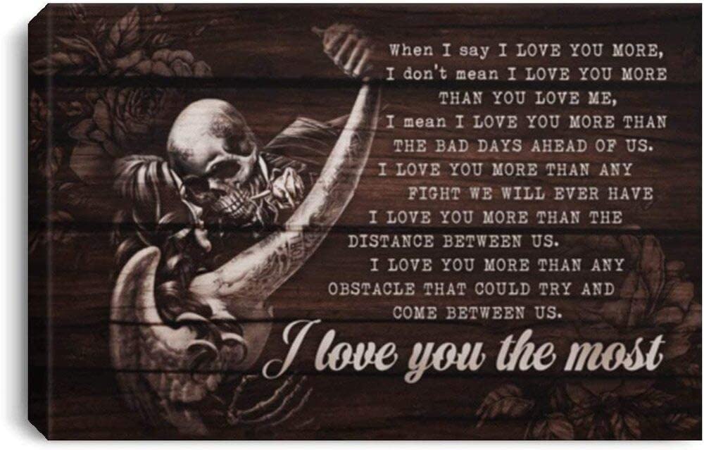 Skull Tattoo When I Say I Love You More I Love You The Most Canvas And Poster, Canvas Prints, My Poster Wall, Canvas Wall Art, Wall Decor Visual Art, Halloween Gift, Happy Halloween