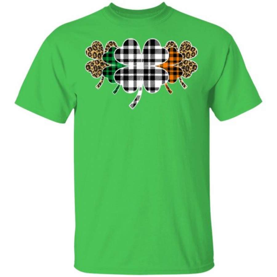 St Patricks Day Buffalo Plaid Leopard Shamrock Funny Irish Shirts