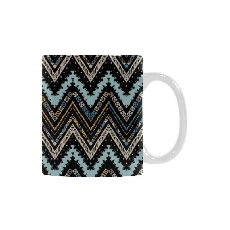 Zigzag Chevron African Afro Dashiki Adinkra Kente Classical White Mug (FulFilled In US)