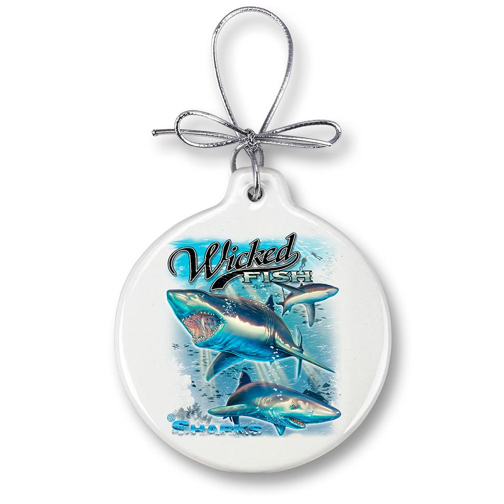 Shark Fishing Christmas Ornament